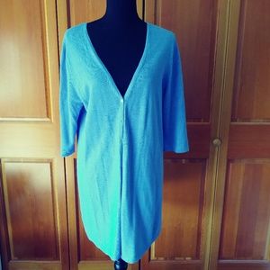 J Jill 3/4 sleeve blue cardigan sz S